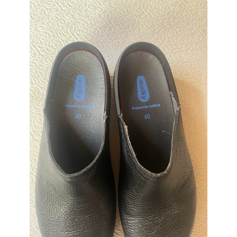 Wolky Black Leather Mules - Picture 2 of 6